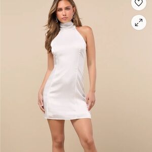 Lulus Infinite Admiration White Satin Halter Mini Dress